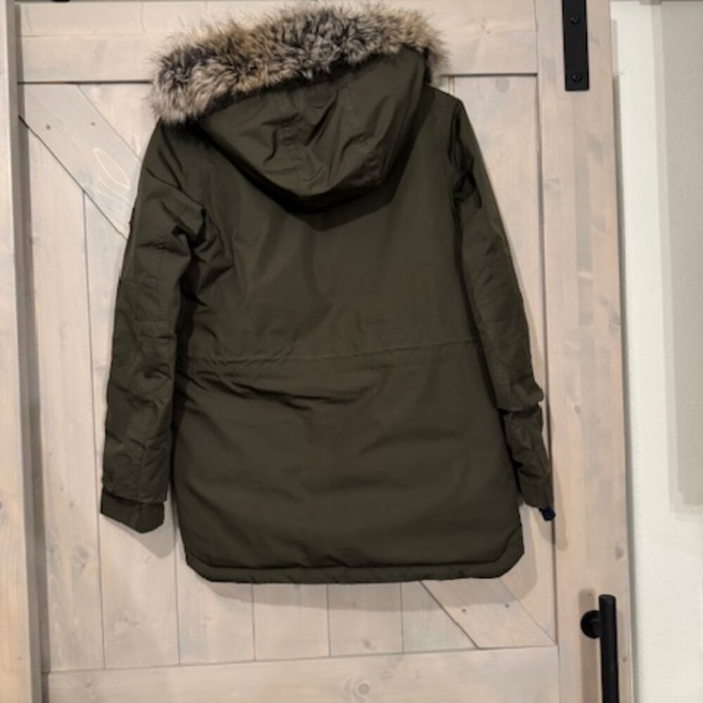 Lands End Expedition Down Sherpa Parka Jacket Fur Olive 14 - 16 IMPERFECTIONS - Picture 15 of 16